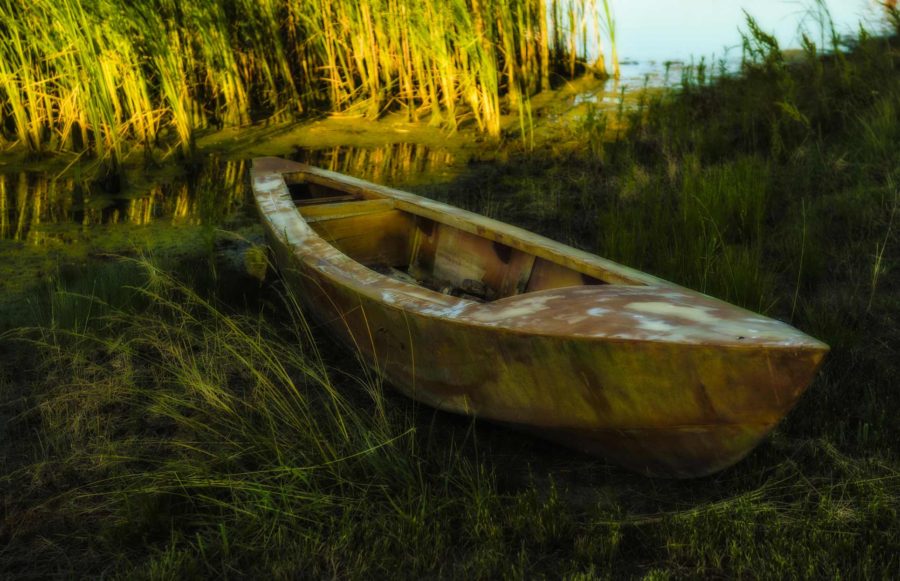 Photograph of the Boat in the pond at Storybook Barn