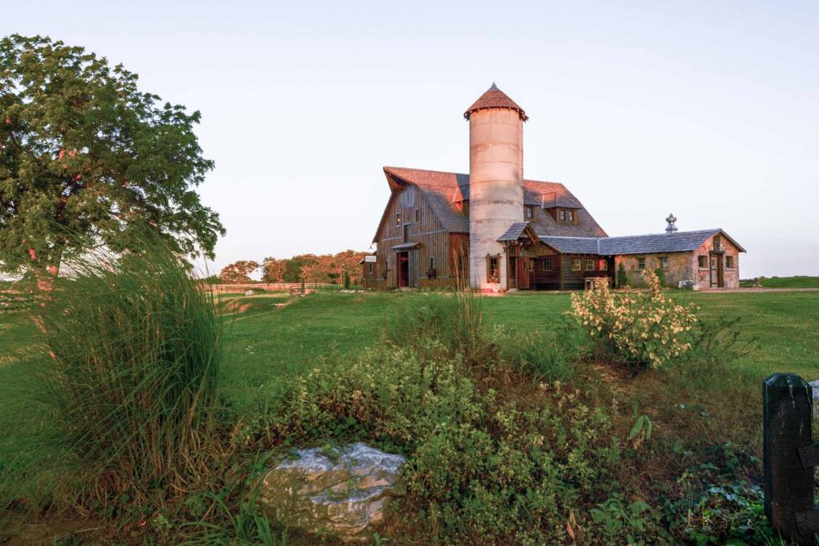 Photograph of Storybook Barn caught in the last of the day's sunlight